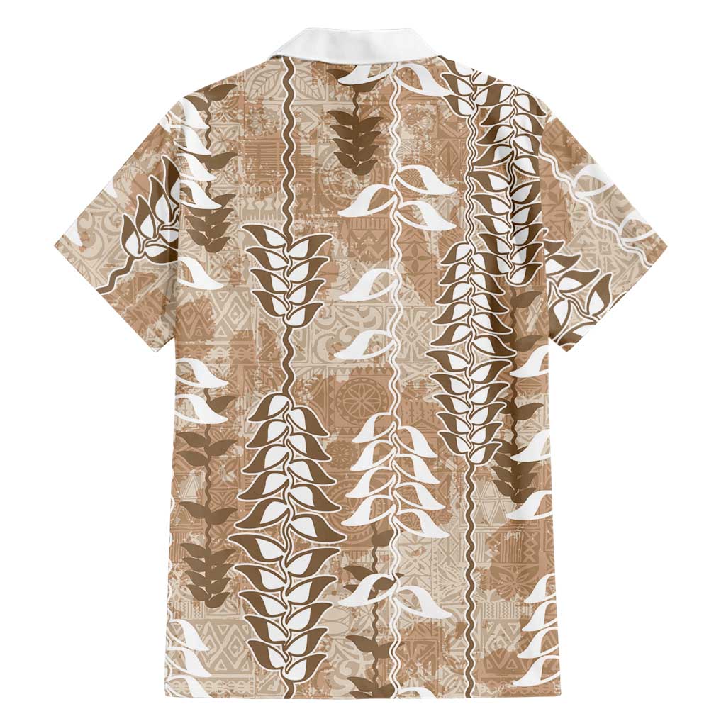 Beige Hawaii Tapa Pattern Hawaiian Shirt With Heliconia Vintage Style