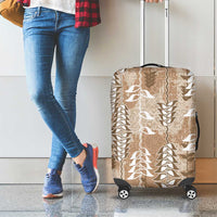 Beige Hawaii Tapa Pattern Luggage Cover With Heliconia Vintage Style