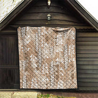 Beige Hawaii Tapa Pattern Quilt With Heliconia Vintage Style