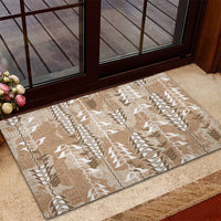 Beige Hawaii Tapa Pattern Rubber Doormat With Heliconia Vintage Style