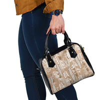 Beige Hawaii Tapa Pattern Shoulder Handbag With Heliconia Vintage Style
