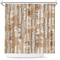 Beige Hawaii Tapa Pattern Shower Curtain With Heliconia Vintage Style