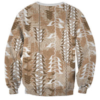 Beige Hawaii Tapa Pattern Sweatshirt With Heliconia Vintage Style