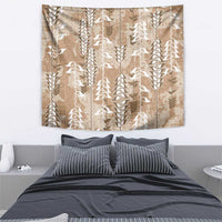Beige Hawaii Tapa Pattern Tapestry With Heliconia Vintage Style