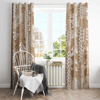 Beige Hawaii Tapa Pattern Window Curtain With Heliconia Vintage Style