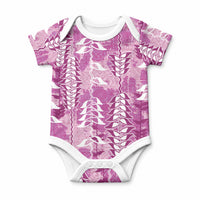 Magenta Hawaii Tapa Pattern Baby Onesie With Heliconia Vintage Style LT05 Magenta - Polynesian Pride
