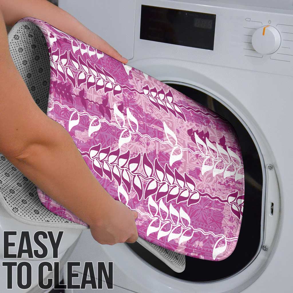 Magenta Hawaii Tapa Pattern Bathroom Set With Heliconia Vintage Style