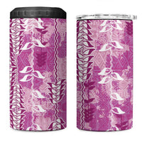 Magenta Hawaii Tapa Pattern 4 in 1 Can Cooler Tumbler With Heliconia Vintage Style