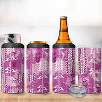 Magenta Hawaii Tapa Pattern 4 in 1 Can Cooler Tumbler With Heliconia Vintage Style