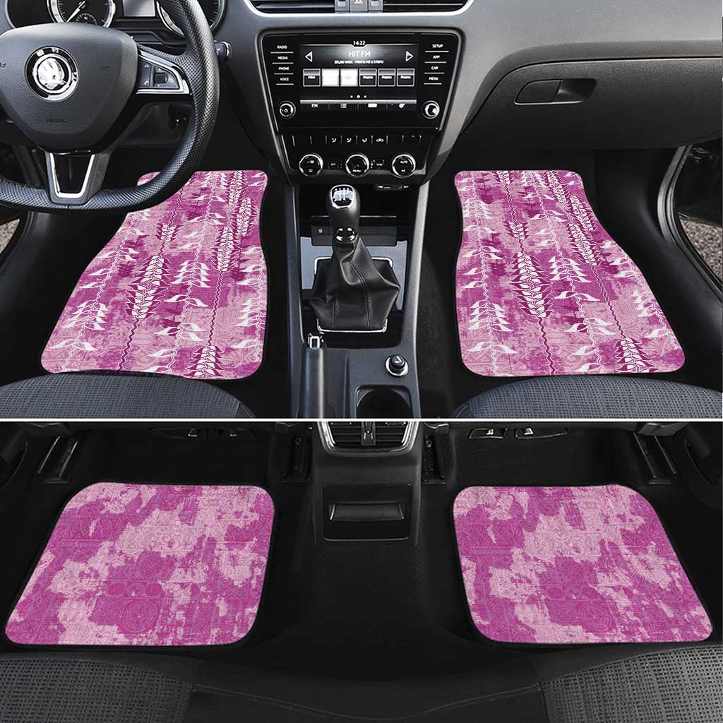 Magenta Hawaii Tapa Pattern Car Mats With Heliconia Vintage Style