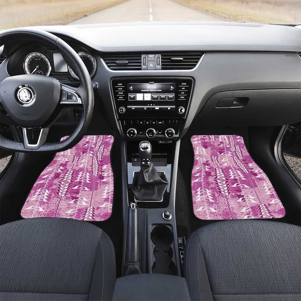 Magenta Hawaii Tapa Pattern Car Mats With Heliconia Vintage Style