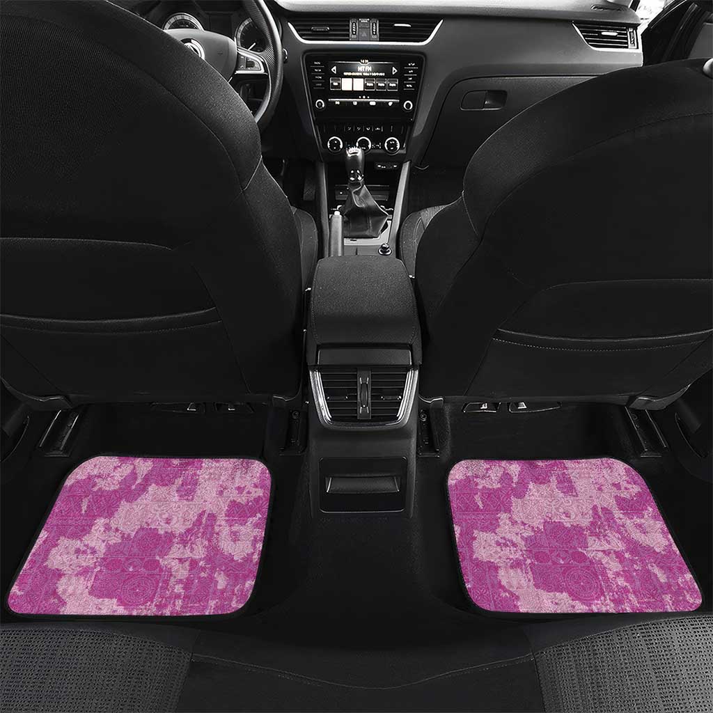 Magenta Hawaii Tapa Pattern Car Mats With Heliconia Vintage Style