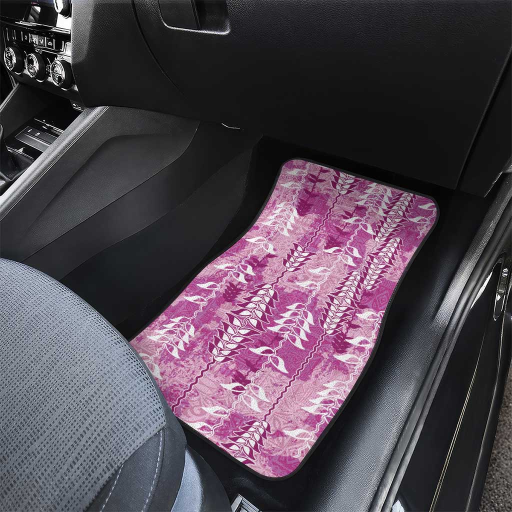 Magenta Hawaii Tapa Pattern Car Mats With Heliconia Vintage Style