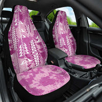 Magenta Hawaii Tapa Pattern Car Seat Cover With Heliconia Vintage Style