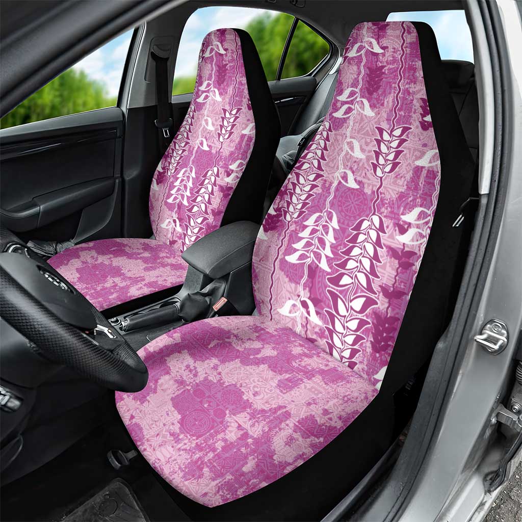 Magenta Hawaii Tapa Pattern Car Seat Cover With Heliconia Vintage Style