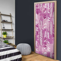 Magenta Hawaii Tapa Pattern Door Cover With Heliconia Vintage Style