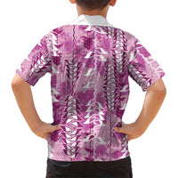 Magenta Hawaii Tapa Pattern Family Matching Mermaid Dress and Hawaiian Shirt With Heliconia Vintage Style LT05 - Polynesian Pride