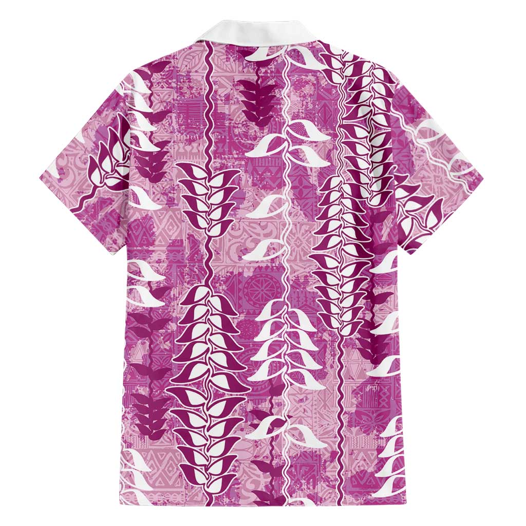 Magenta Hawaii Tapa Pattern Family Matching Mermaid Dress and Hawaiian Shirt With Heliconia Vintage Style LT05 - Polynesian Pride