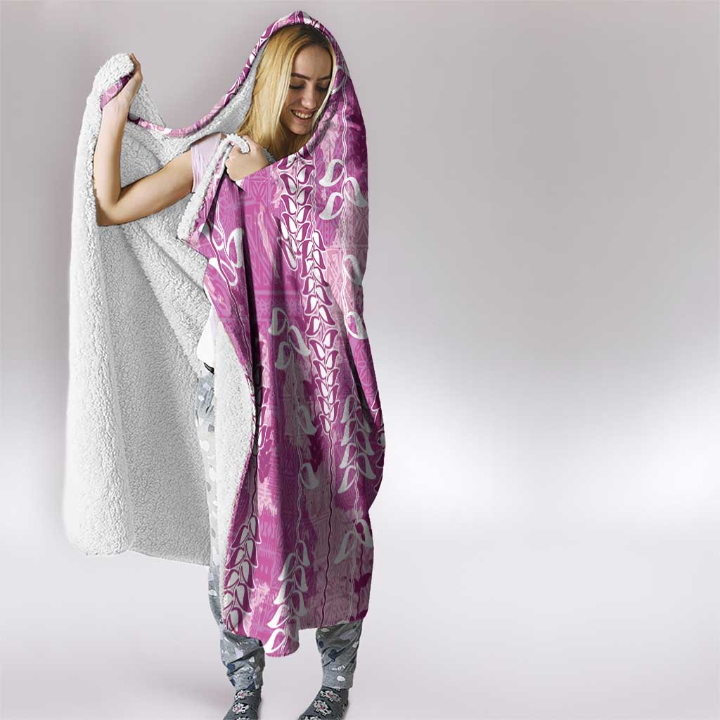 Magenta Hawaii Tapa Pattern Hooded Blanket With Heliconia Vintage Style