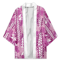 Magenta Hawaii Tapa Pattern Kimono With Heliconia Vintage Style