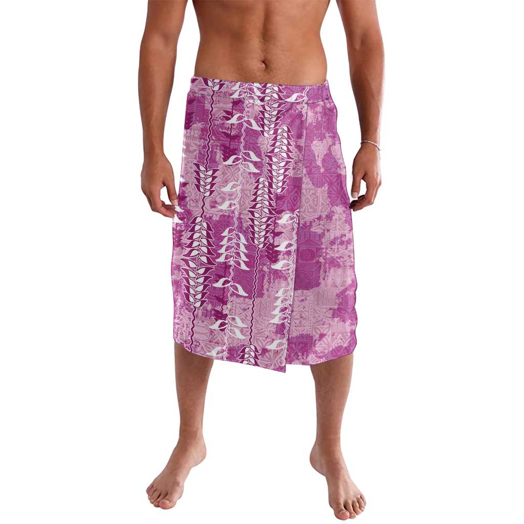 Magenta Hawaii Tapa Pattern Lavalava With Heliconia Vintage Style