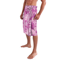 Magenta Hawaii Tapa Pattern Lavalava With Heliconia Vintage Style