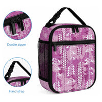 Magenta Hawaii Tapa Pattern Lunch Bag With Heliconia Vintage Style LT05 - Polynesian Pride