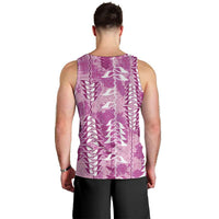 Magenta Hawaii Tapa Pattern Men Tank Top With Heliconia Vintage Style