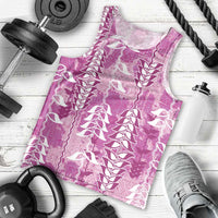Magenta Hawaii Tapa Pattern Men Tank Top With Heliconia Vintage Style