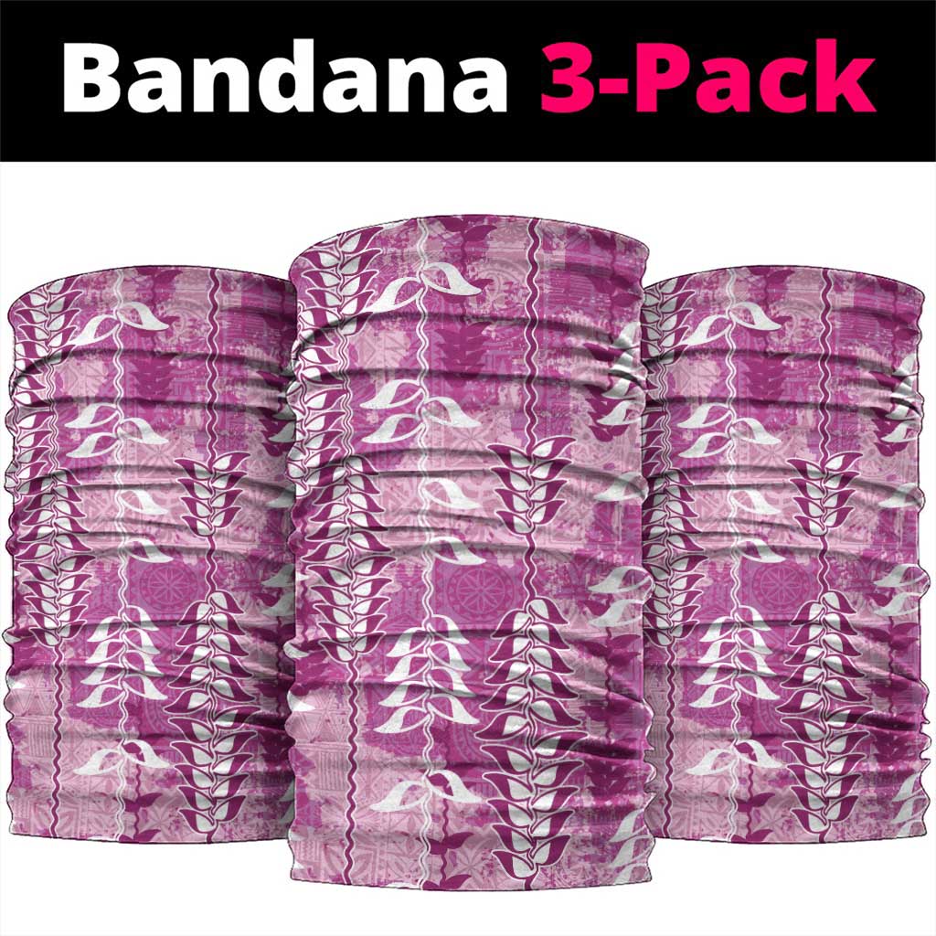 Magenta Hawaii Tapa Pattern Neck Gaiter With Heliconia Vintage Style