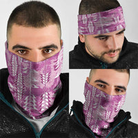 Magenta Hawaii Tapa Pattern Neck Gaiter With Heliconia Vintage Style