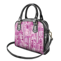 Magenta Hawaii Tapa Pattern Shoulder Handbag With Heliconia Vintage Style