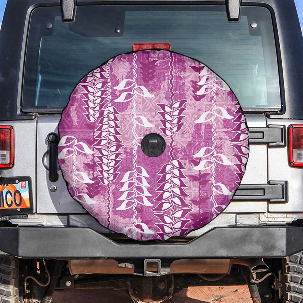 Magenta Hawaii Tapa Pattern Spare Tire Cover With Heliconia Vintage Style