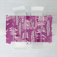 Magenta Hawaii Tapa Pattern Tablecloth With Heliconia Vintage Style
