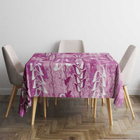 Magenta Hawaii Tapa Pattern Tablecloth With Heliconia Vintage Style
