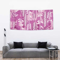 Magenta Hawaii Tapa Pattern Tapestry With Heliconia Vintage Style