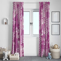 Magenta Hawaii Tapa Pattern Window Curtain With Heliconia Vintage Style