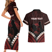 Personalised Tonga Happy Father's Day Couples Matching Short Sleeve Bodycon Dress and Hawaiian Shirt Ofa Lahi Atu Dad Polynesian Tribal LT05 - Polynesian Pride