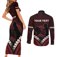 Personalised Tonga Happy Father's Day Couples Matching Short Sleeve Bodycon Dress and Long Sleeve Button Shirt Ofa Lahi Atu Dad Polynesian Tribal LT05 - Polynesian Pride