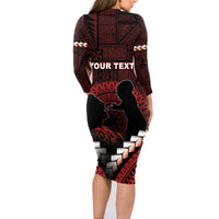 Personalised Tonga Happy Father's Day Family Matching Long Sleeve Bodycon Dress and Hawaiian Shirt Ofa Lahi Atu Dad Polynesian Tribal LT05 - Polynesian Pride