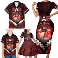 Personalised Tonga Happy Father's Day Family Matching Short Sleeve Bodycon Dress and Hawaiian Shirt Ofa Lahi Atu Dad Polynesian Tribal LT05 - Polynesian Pride