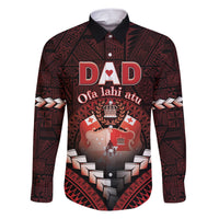 Personalised Tonga Happy Father's Day Family Matching Short Sleeve Bodycon Dress and Hawaiian Shirt Ofa Lahi Atu Dad Polynesian Tribal LT05 Dad's Shirt - Long Sleeve Red - Polynesian Pride