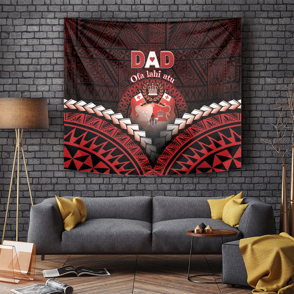 Tonga Happy Father's Day Tapestry Ofa Lahi Atu Dad Polynesian Tribal