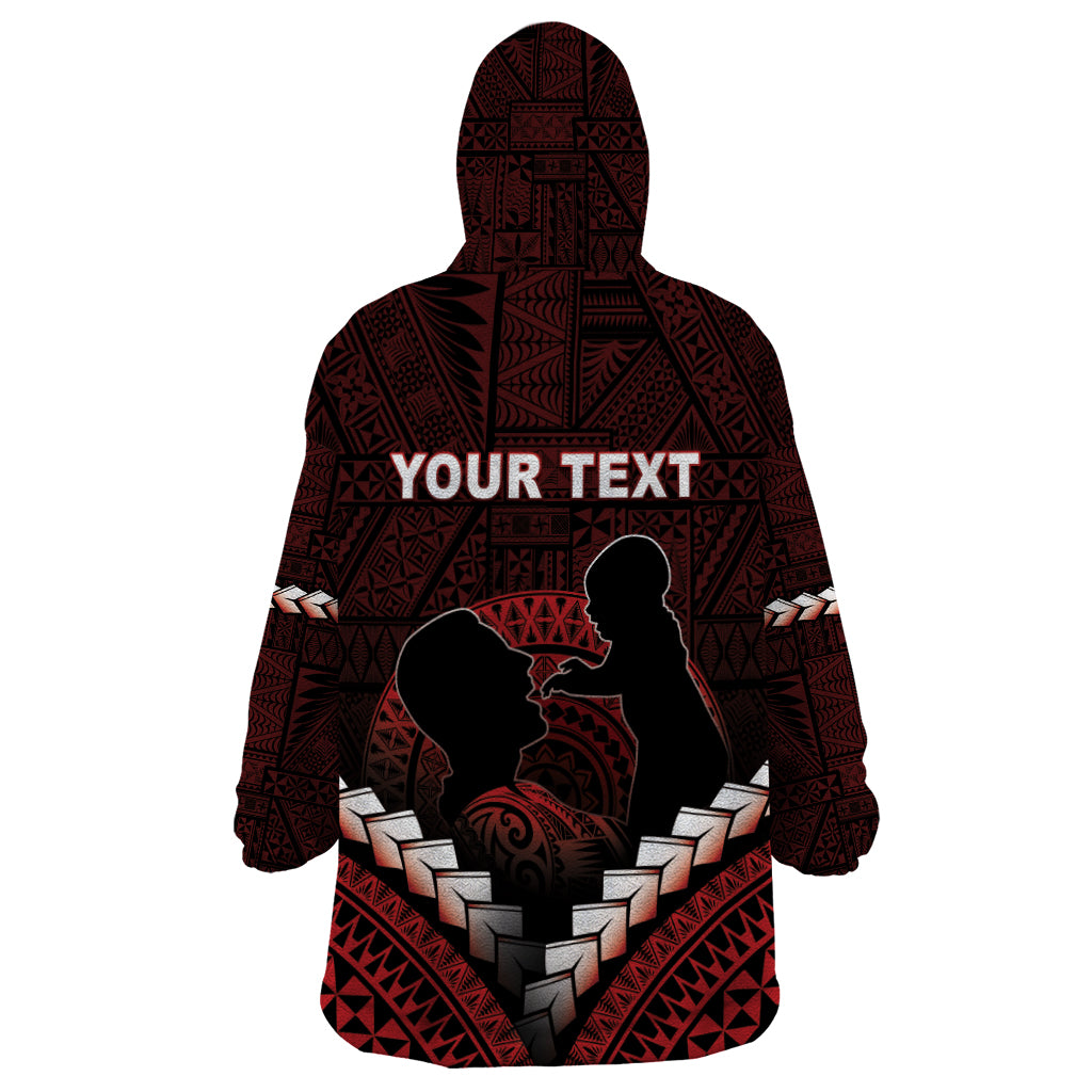 Personalised Tonga Happy Father's Day Wearable Blanket Hoodie Ofa Lahi Atu Dad Polynesian Tribal
