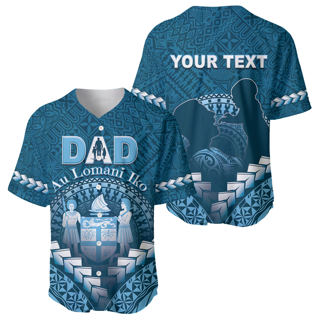 Personalised Fiji Happy Father's Day Baseball Jersey Au Lomani Iko Dad Polynesian Tribal
