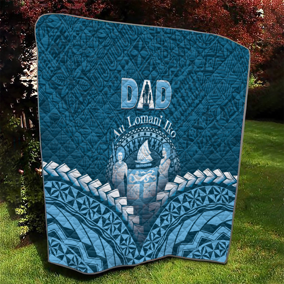 Fiji Happy Father's Day Quilt Au Lomani Iko Dad Polynesian Tribal