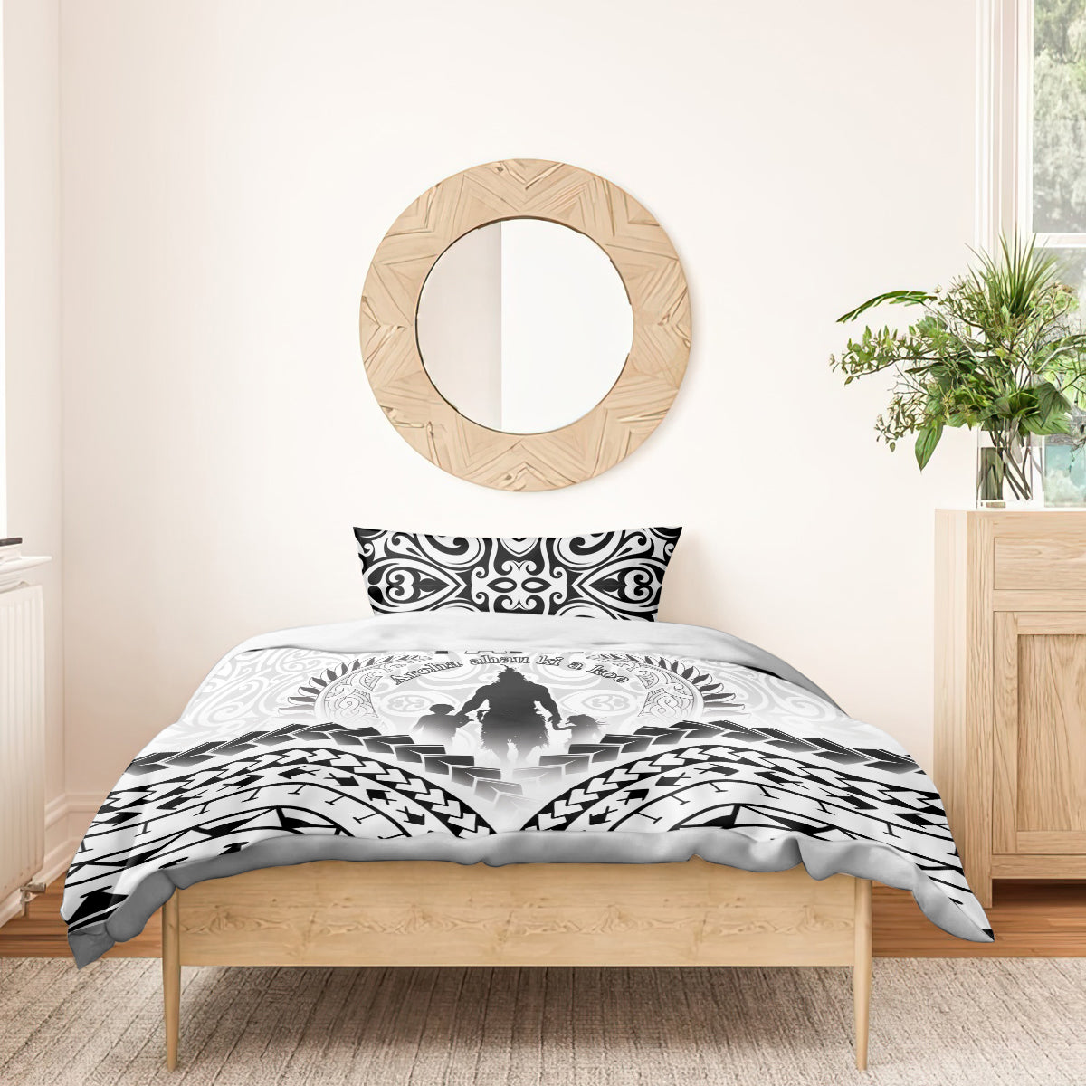 New Zealand Happy Father's Day Bedding Set Aroha Ahau Ki A Koe Papa Polynesian Tribal