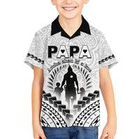 Personalised New Zealand Happy Father's Day Family Matching Long Sleeve Bodycon Dress and Hawaiian Shirt Aroha Ahau Ki A Koe Papa Polynesian Tribal LT05 Son's Shirt White - Polynesian Pride