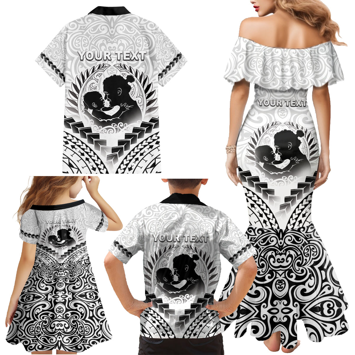 Personalised New Zealand Happy Father's Day Family Matching Mermaid Dress and Hawaiian Shirt Aroha Ahau Ki A Koe Papa Polynesian Tribal LT05 - Polynesian Pride