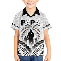 Personalised New Zealand Happy Father's Day Family Matching Short Sleeve Bodycon Dress and Hawaiian Shirt Aroha Ahau Ki A Koe Papa Polynesian Tribal LT05 Son's Shirt White - Polynesian Pride